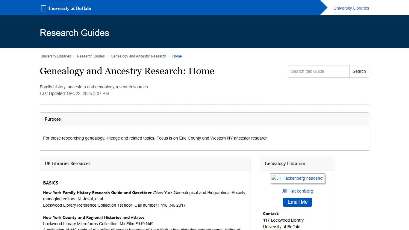 Home - Genealogy and Ancestry Research - Research Guides at University at Buffalo