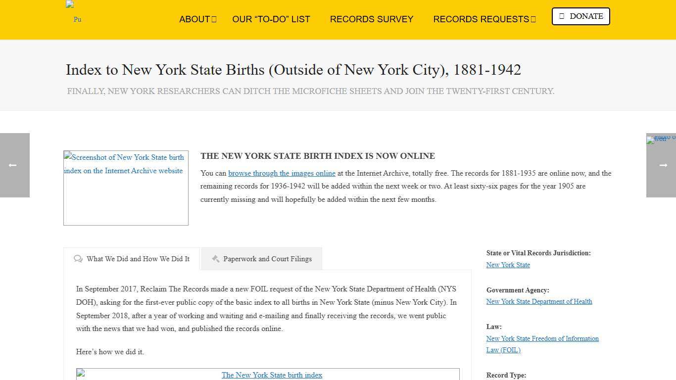 Index to New York State Births (Outside of New York City), 1881-1942 - Reclaim The Records